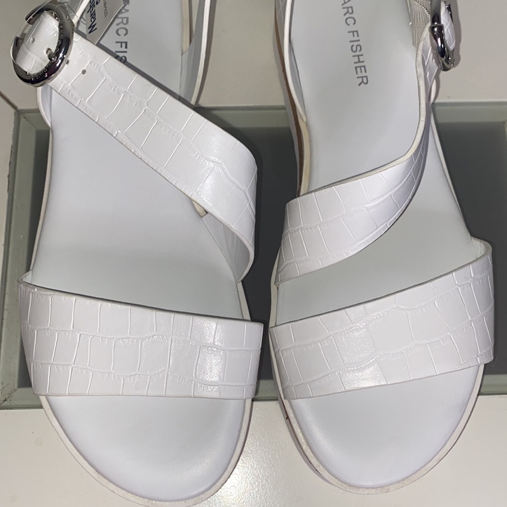 MARC FISHER GILMA2 White Croc Print Cork Wedge SANDAL-Women’s Sz 8.5-NWT! - Picture 5 of 13